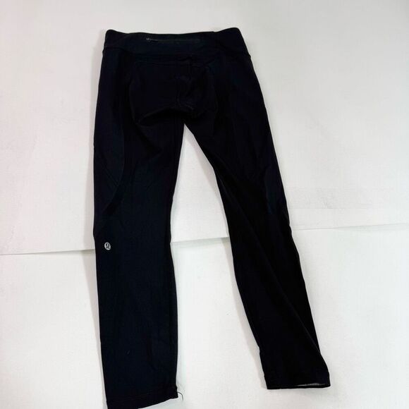 Lululemon Cropped Leggings Womens 6 Black Mesh Trim Pull-on Stretch Luxtreme - Picture 7 of 9